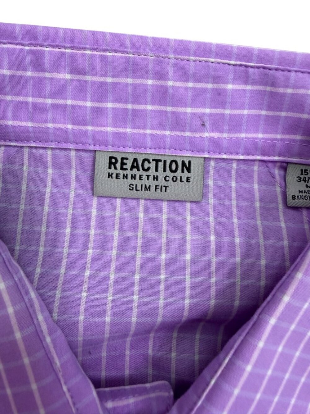 Kenneth Cole Reaction Mens Lavender Cotton Flex Slim Fit Long Sleeve Dress Shirt - Picture 4 of 7